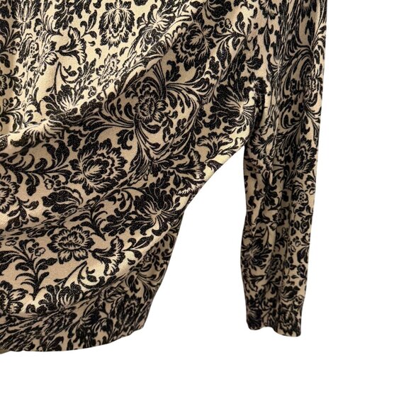 Talbots Womens Floral Print V-Neck Long Sleeve Sweater Sz 3X Black Cream - Picture 10 of 12